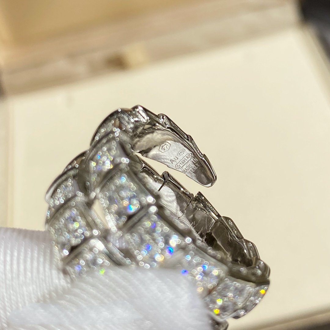 [ECHO ]SERPENTI DOUBLE RING SILVER DIAMOND PAVED