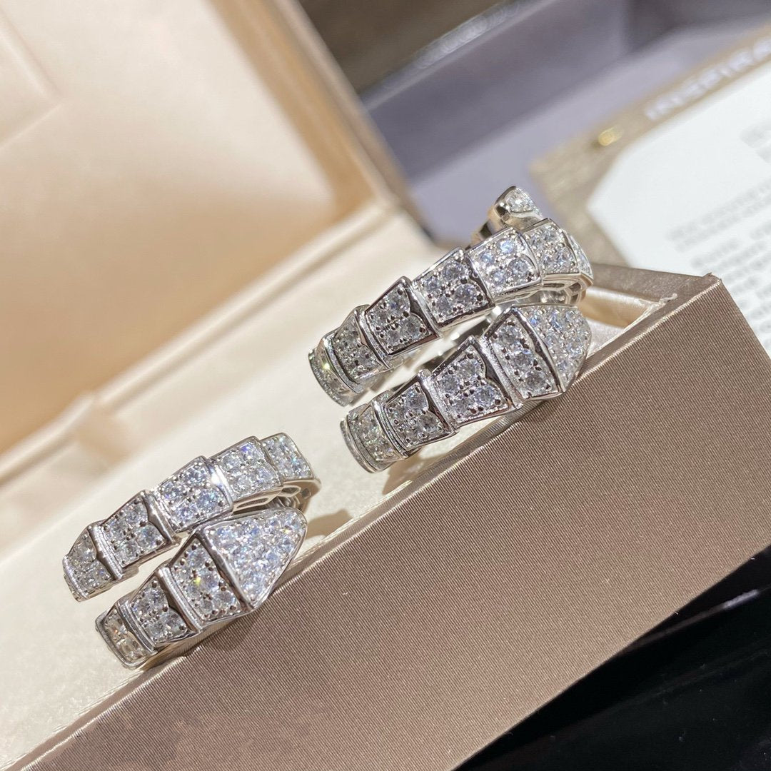 [ECHO ]SERPENTI DOUBLE RING SILVER DIAMOND PAVED