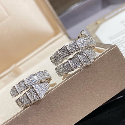 [ECHO ]SERPENTI DOUBLE RING SILVER DIAMOND PAVED
