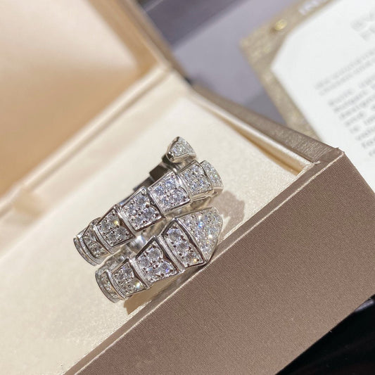 [ECHO ]SERPENTI DOUBLE RING SILVER DIAMOND PAVED