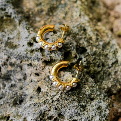 [Echo Fine]Irene Pearl Hoop Earrings