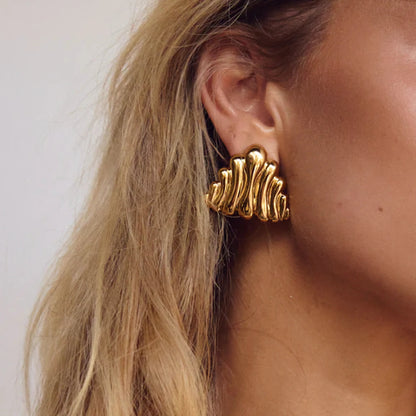 [Echo Fine]Nora Ripple Gold Earrings