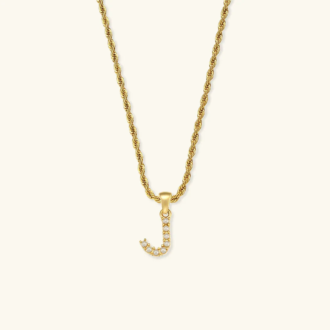 [Echo Fine]Elodie Initial Letter Pearl Necklace