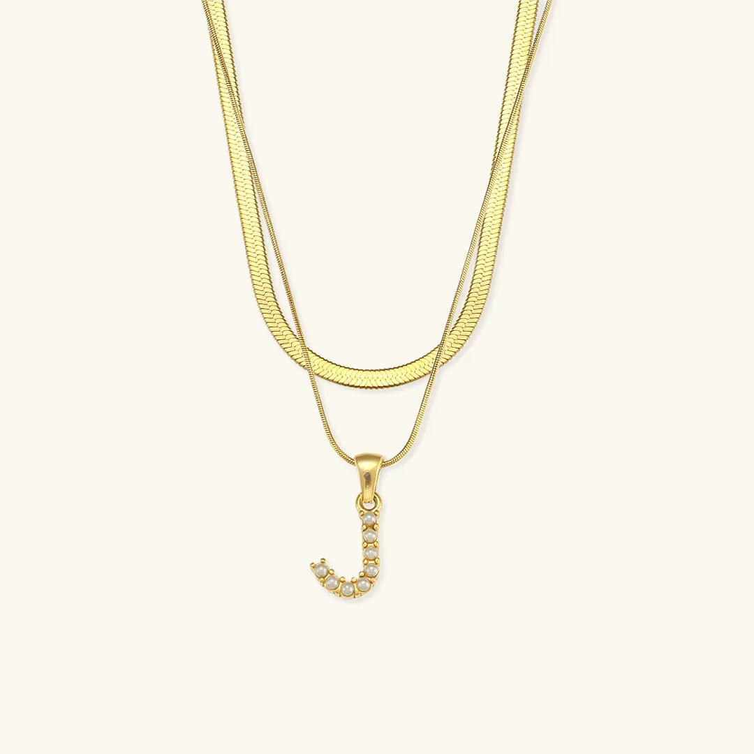 [Echo Fine]Fiona Layered Gold Initial Letter Necklace