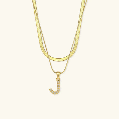 [Echo Fine]Fiona Layered Gold Initial Letter Necklace