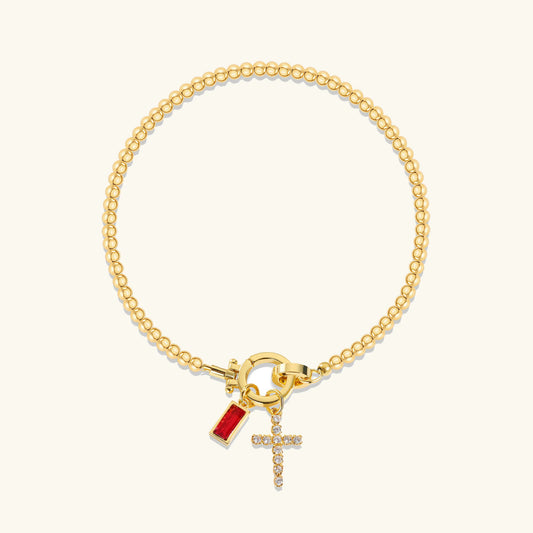[Echo Fine]Amalia Birthstone Cross Bracelet
