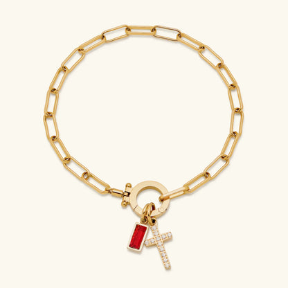 [Echo Fine]Annabella Birthstone Cross Bracelet