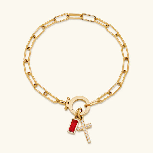 [Echo Fine]Annabella Birthstone Cross Bracelet