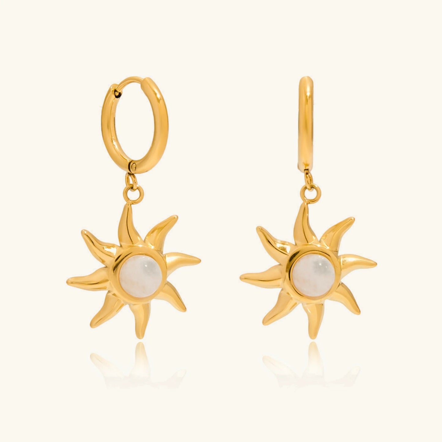 [Echo Fine]Helia Sun-shaped Moonstone Earrings