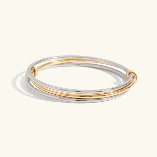 [Echo Fine]Romina Two Tone Stacked Bracelet