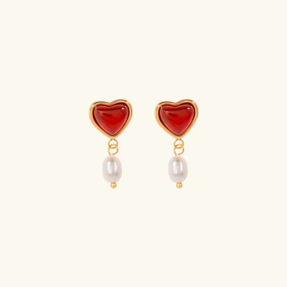 [Echo Fine]Sabina Pearl Heart Gold Earrings