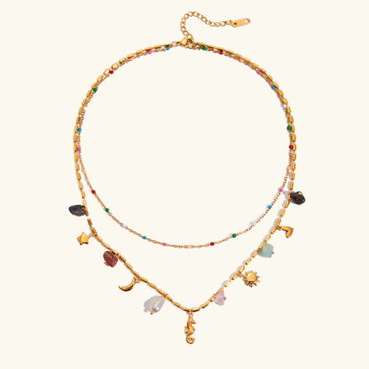 [Echo Fine]Cambria Coastal Charm Layered Necklace
