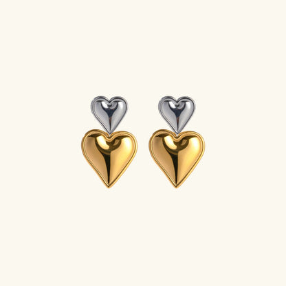 [Echo Fine]Zofia Two Tone Heart Earrings