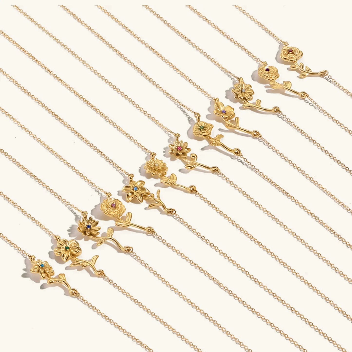 [Echo Fine]Maribelle Birth Flower Gold Necklace