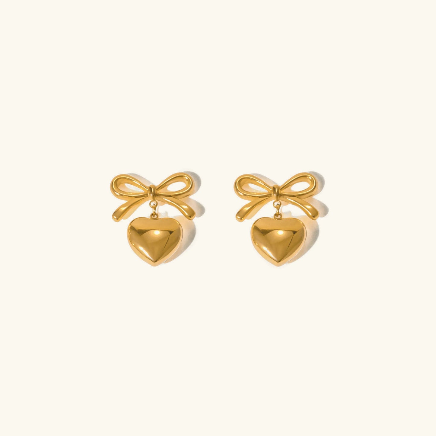 [Echo Fine]Rowanne French Knot Gold Heart Earrings