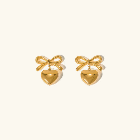[Echo Fine]Rowanne French Knot Gold Heart Earrings