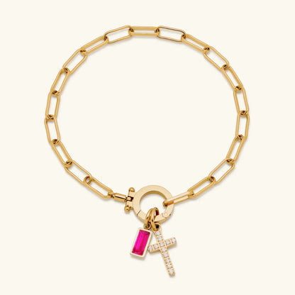 [Echo Fine]Annabella Birthstone Cross Bracelet