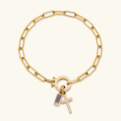 [Echo Fine]Annabella Birthstone Cross Bracelet