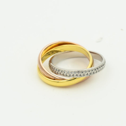[ECHO ]TRINITY RING GOLD PINK GOLD SILVER DIAMONDS