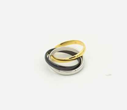 [ECHO ]TRINITY RING BLACK GOLD SILVER