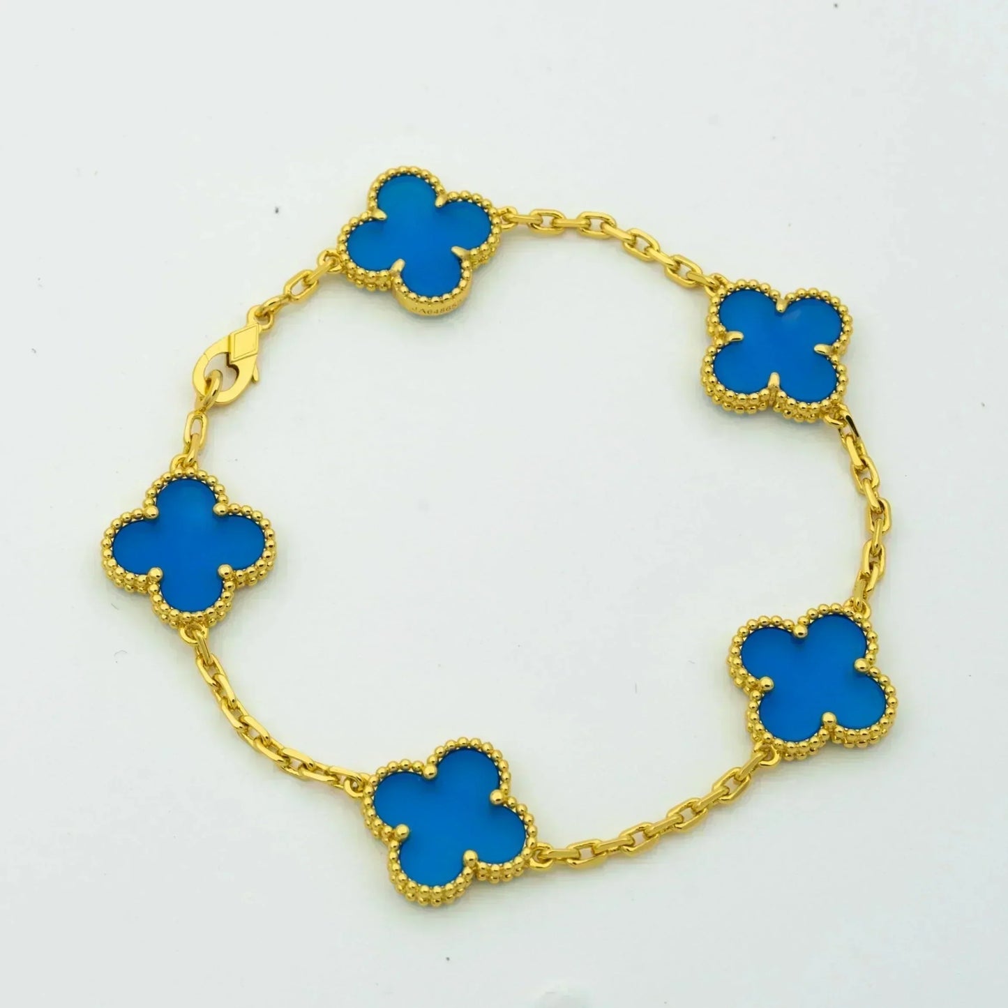 [ECHO ]CLOVER 5 MOTIFS BLUE AGATE BRACELET