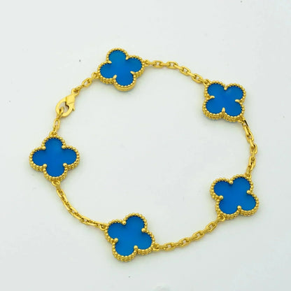 [ECHO ]CLOVER 5 MOTIFS BLUE AGATE BRACELET