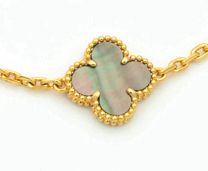 [ECHO ]CLOVER 5 MOTIF GRAY MOP DIAMOND BRACELET