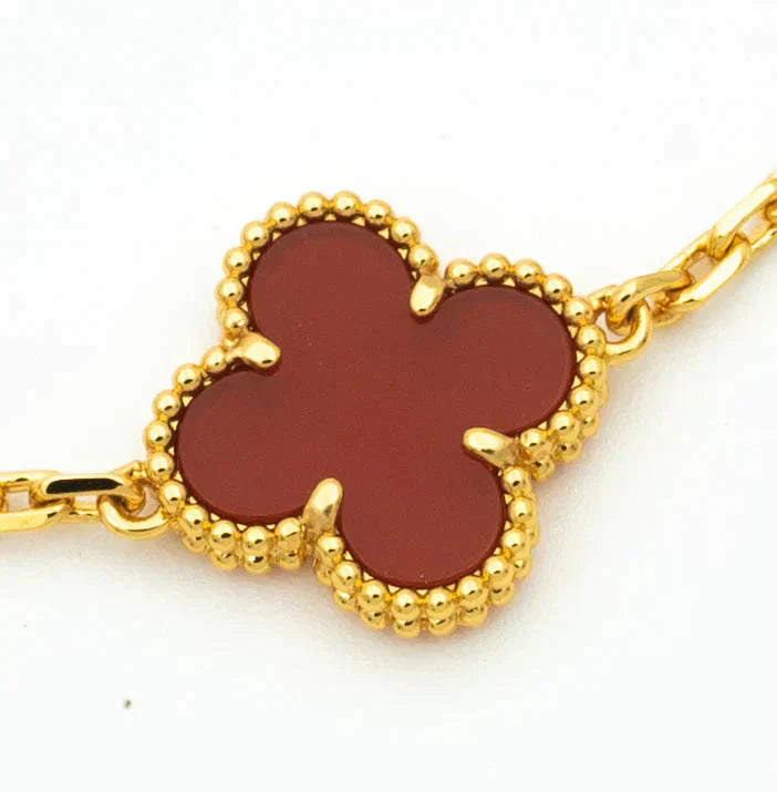 [ECHO ]CLOVER  5 MOTIFS CARNELIAN GOLD BRACELET