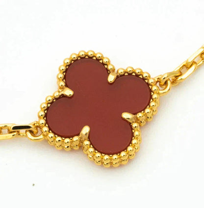 [ECHO ]CLOVER  5 MOTIFS CARNELIAN GOLD BRACELET