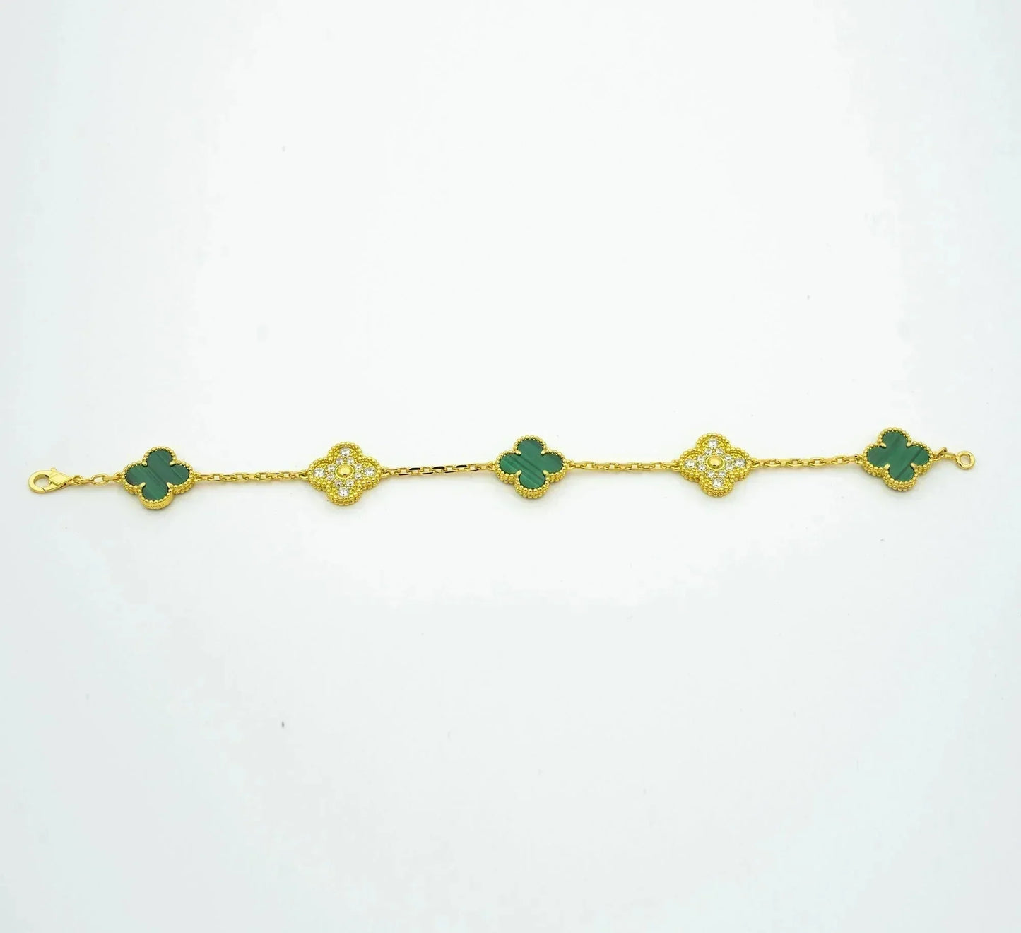 [ECHO ]CLOVER  5 MOTIF MALACHITE DIAMOND BRACELET