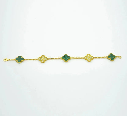 [ECHO ]CLOVER  5 MOTIF MALACHITE DIAMOND BRACELET