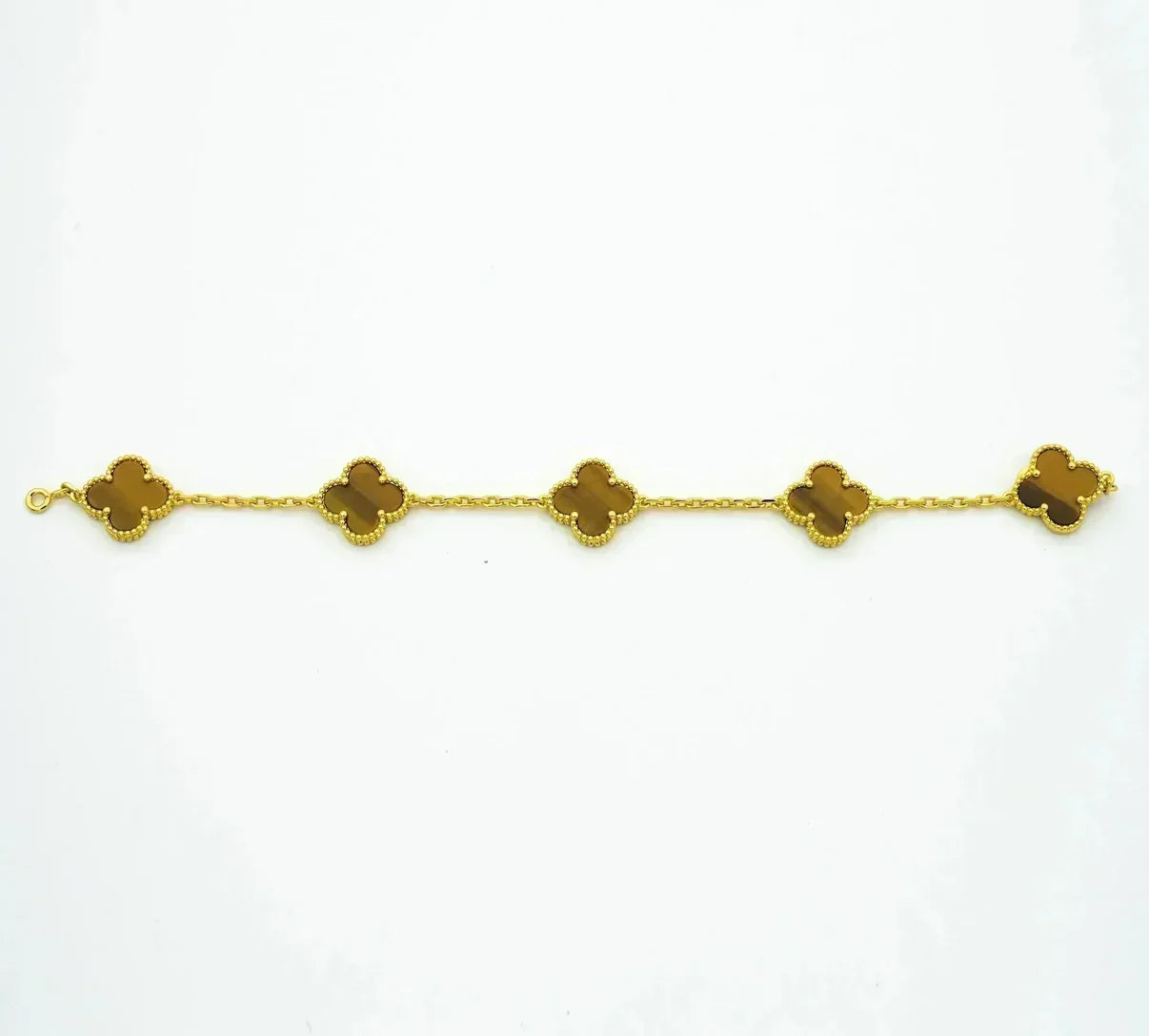 [ECHO ] CLOVER 5 MOTIFS TIGER EYE BRACELET COLLECTION