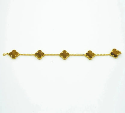 [ECHO ] CLOVER 5 MOTIFS TIGER EYE BRACELET COLLECTION