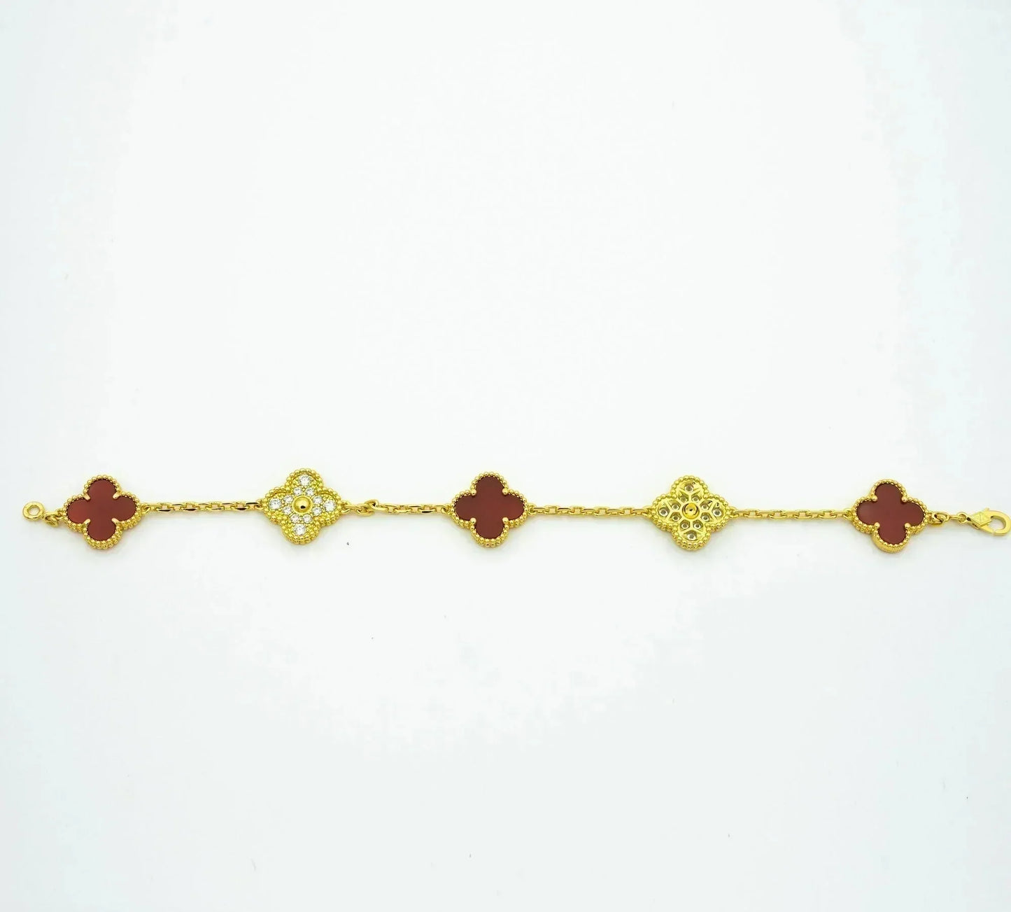 [ECHO ]CLOVER 5 MOTIFS CARNELIAN DIAMOND BRACELET