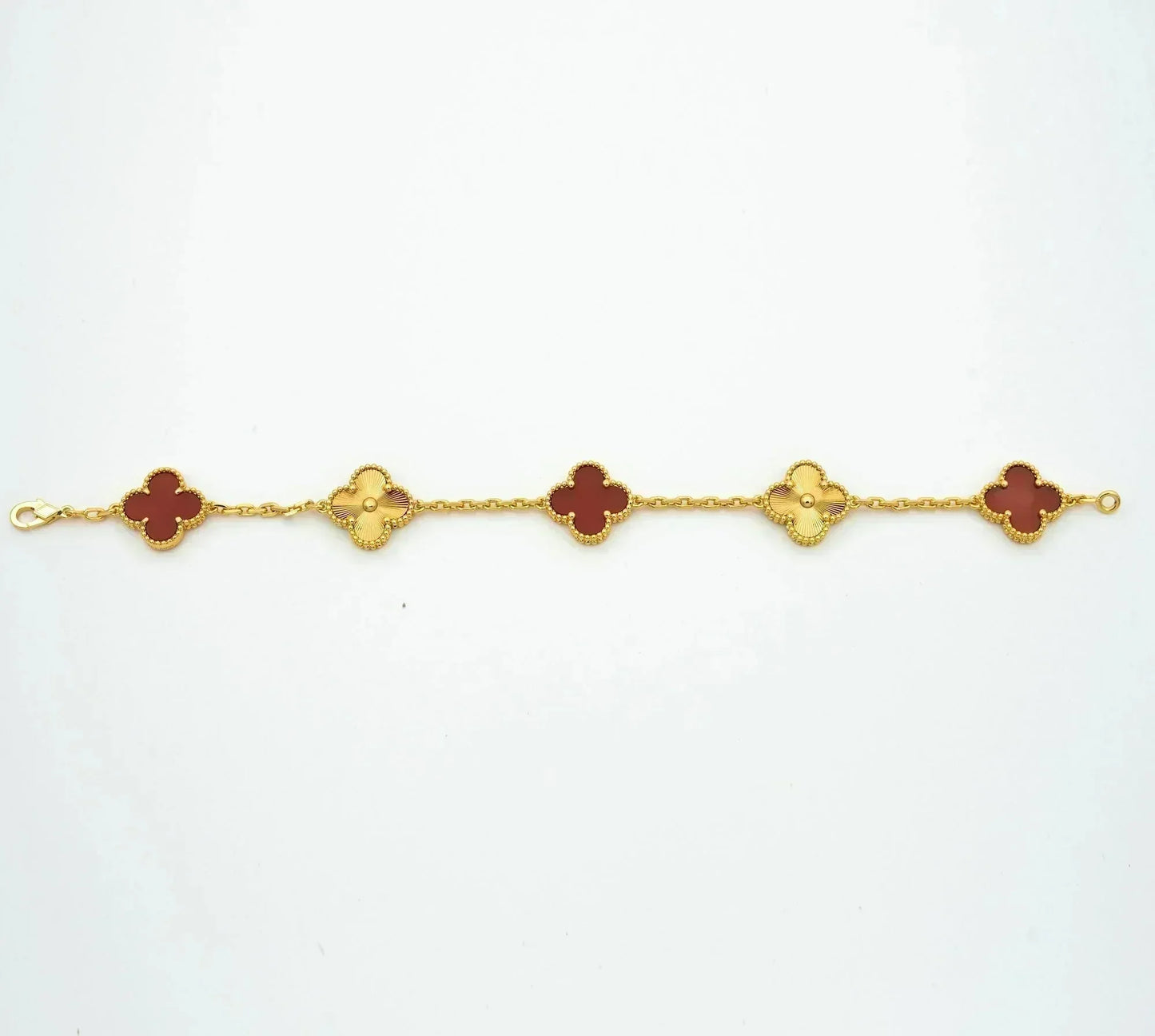 [ECHO ]CLOVER  5 MOTIFS CARNELIAN GOLD BRACELET