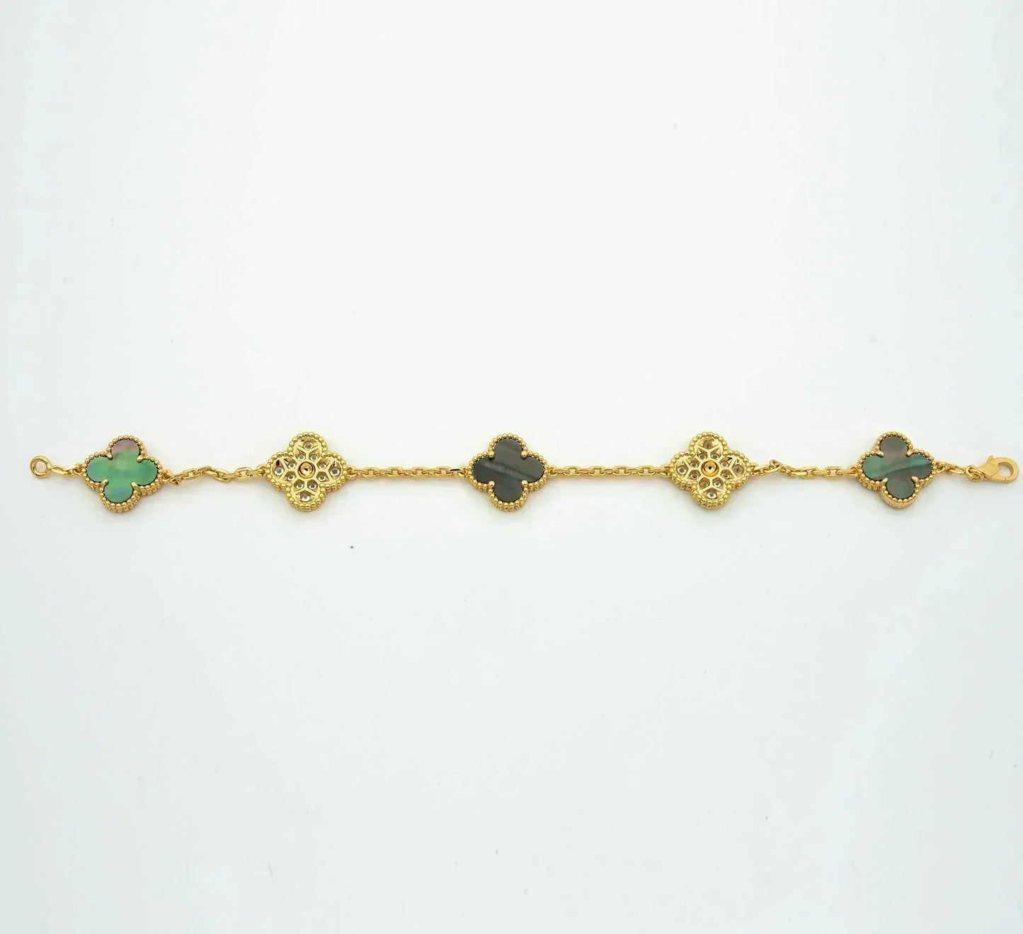 [ECHO ]CLOVER 5 MOTIF GRAY MOP DIAMOND BRACELET