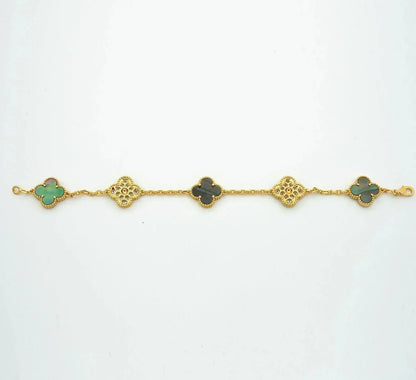 [ECHO ]CLOVER 5 MOTIF GRAY MOP DIAMOND BRACELET