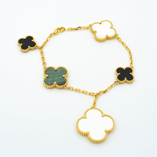 [ECHO ]CLOVER BRACELET 5 MOTIFS ONYX MOP