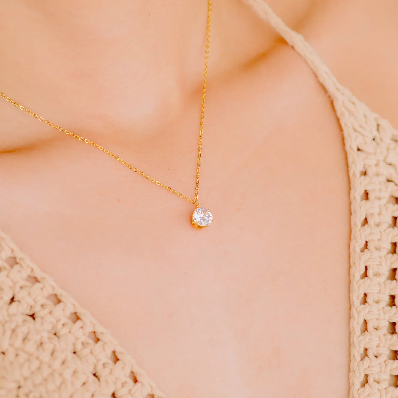 [Echo Fine]Kyla Solitaire Gold Necklace