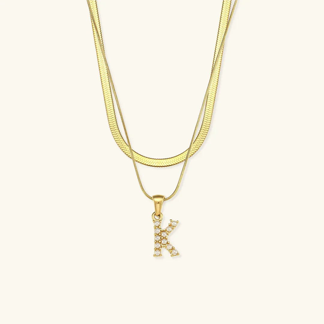 [Echo Fine]Fiona Layered Gold Initial Letter Necklace