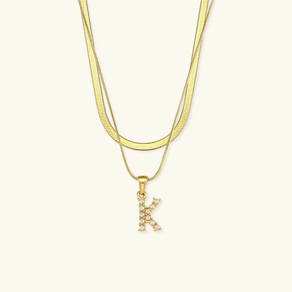 [Echo Fine]Fiona Layered Gold Initial Letter Necklace