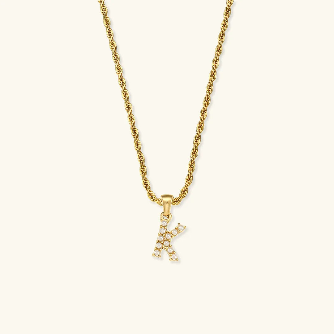 [Echo Fine]Elodie Initial Letter Pearl Necklace