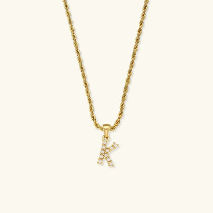 [Echo Fine]Elodie Initial Letter Pearl Necklace