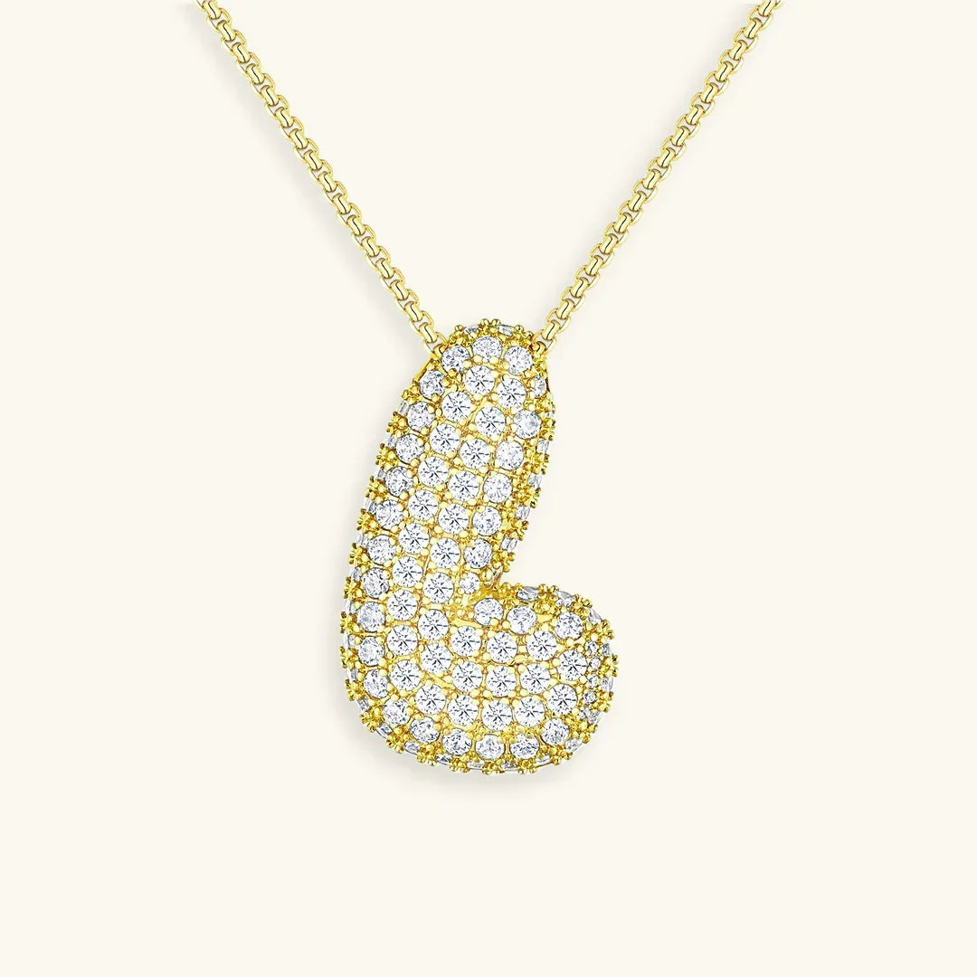 [Echo Fine]Bubble Initial Diamond Necklace