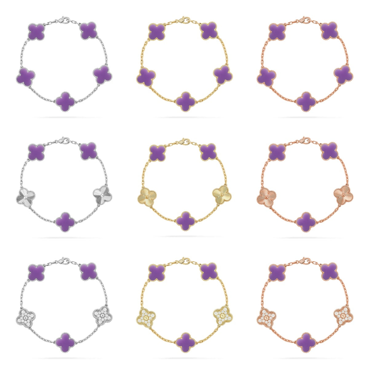 [ECHO ]CLOVER 5 MOTIF LIGHT PURPLE BRACELET COLLECTION