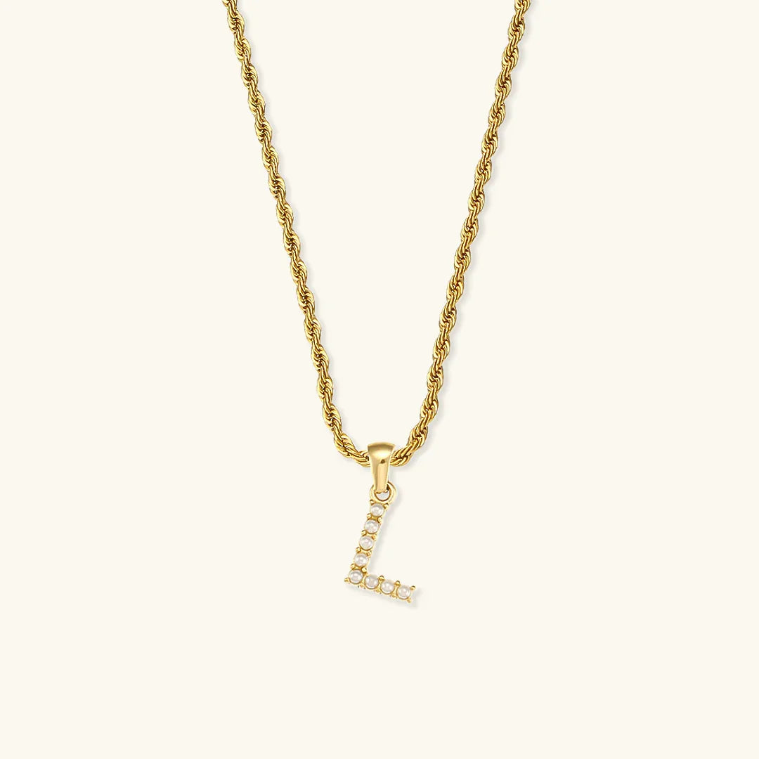[Echo Fine]Elodie Initial Letter Pearl Necklace