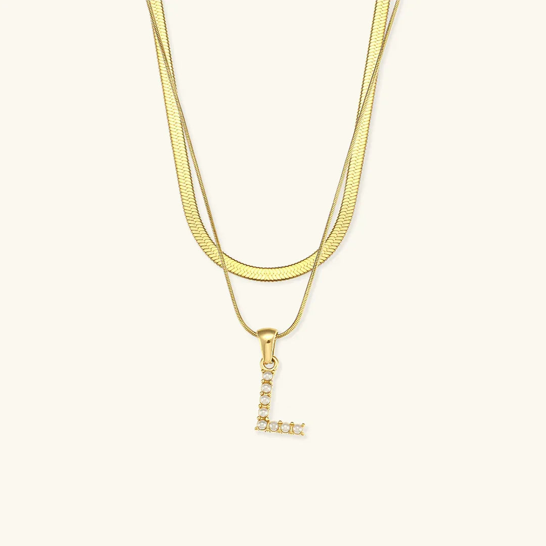 [Echo Fine]Fiona Layered Gold Initial Letter Necklace