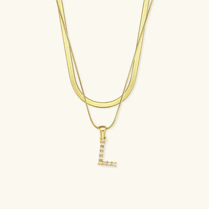 [Echo Fine]Fiona Layered Gold Initial Letter Necklace