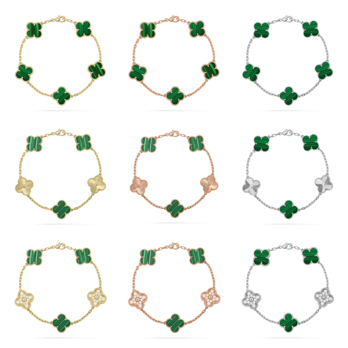 [ECHO ] CLOVER 5 MOTIF MALACHITE BRACELET COLLECTION