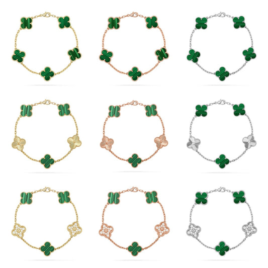 [ECHO ] CLOVER 5 MOTIF MALACHITE BRACELET COLLECTION